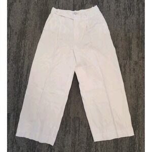 Madewell Harlow Wide‎ Leg Pants Womens 12 White Linen Pleated High Rise 30x28